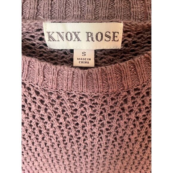 KNOX ROSE LIGHTWEIGHT OPEN KNIT COTTON SWEATER RAINBOW TIE-DYE STRIPED CREWNECK - Picture 9 of 15